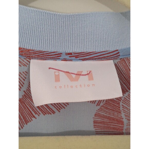 IVI Collection 100% Silk Blouse Light Blue Poppy Floral V neck Long Sleeve Sz 36 - Picture 2 of 9